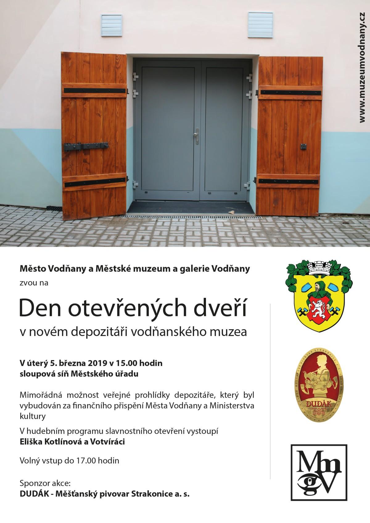 Plakát Den otevřených dveří v novém depozitáři vodňanského muzea