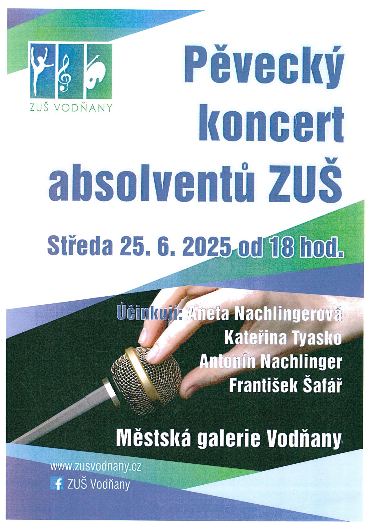 Plakát Pěvecký koncert absolventů hudebního oboru pod vedením Romany Rédlové