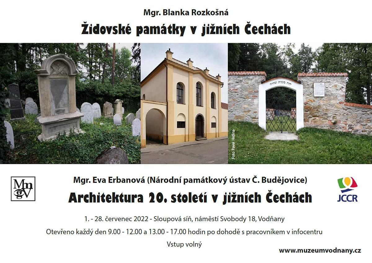 Plakát Židovské památky v jižních Čechách / Architektura 20. století v jižních Čechách