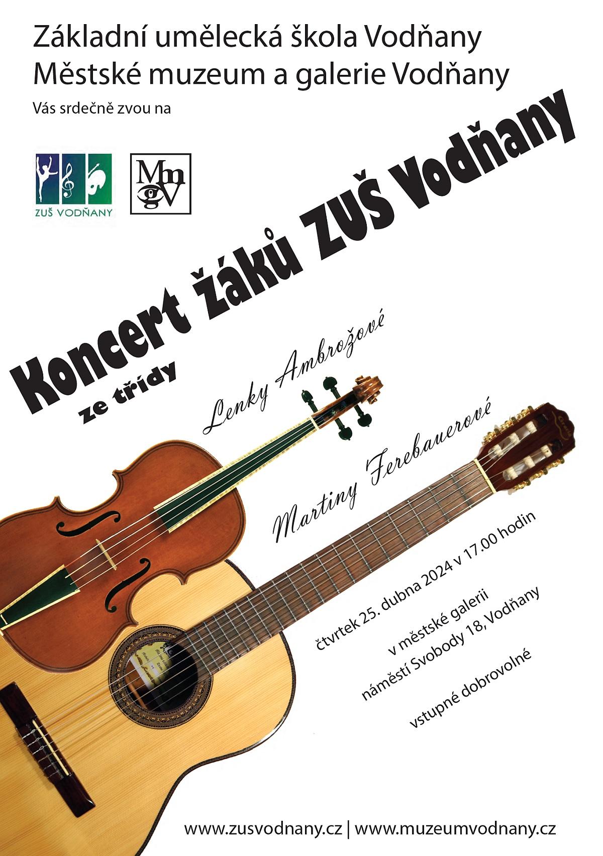 Plakát Žákovský koncert tříd Lenky Ambrožové a Martiny Ferebauerové
