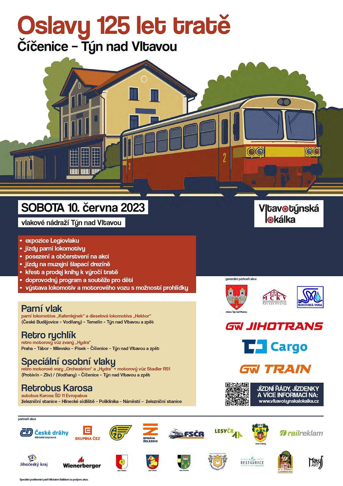 Plakát 125 let tratě Číčenice – Týn nad Vltavou